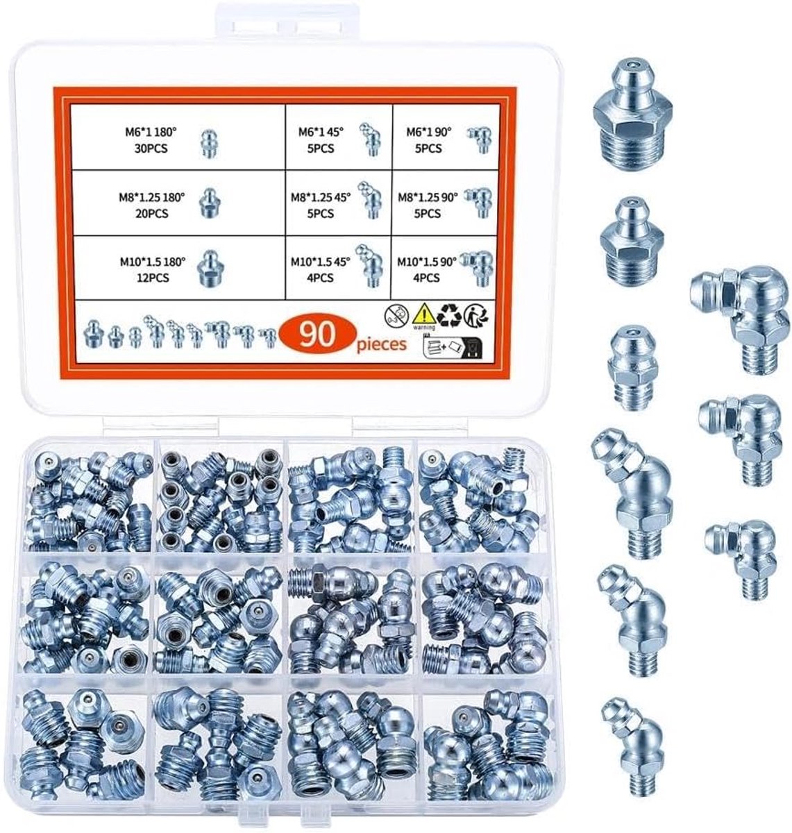 Lubrication Nipple Assortment M6 M8 M10 Lubrication Nipple for Grease Press, Cones Lubrication Nipple for Lubricating - ShopVlot