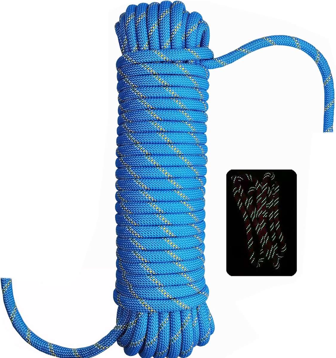 touw, blauw, 12 mm - 20 m, touw polypropyleen touw, nylon touw, dik outdoor, gebreide touw, 12 mm paracord klimtouw - ShopVlot