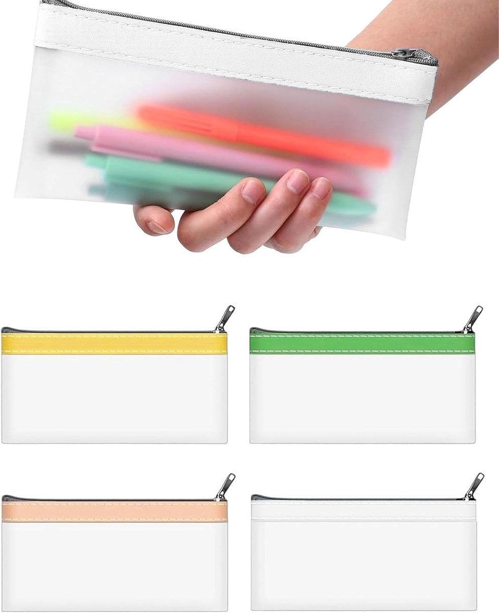4 stuks transparante etui, waterdichte make-uptas, transparante etui voor examens, kantoor, reizen en cosmetica - ShopVlot
