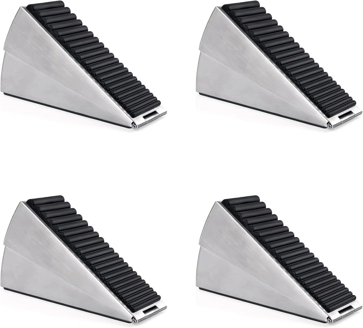Deurstopper Set - Deurwiggen Deurhouders - Deuren Open Houden - Verstelbaar Veerbelast - 4 Stuks - Zwart Zilver