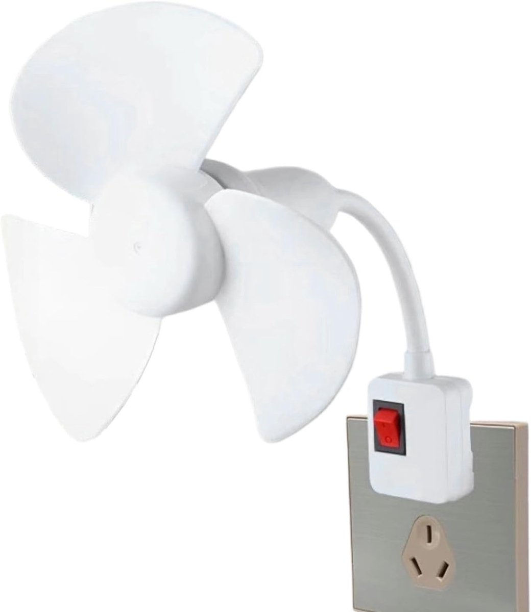 Ventilator met Stekker - Koelset Stopcontact - Persoonlijke Koeling - Directe Installatie - 14x14x8 cm - Wit