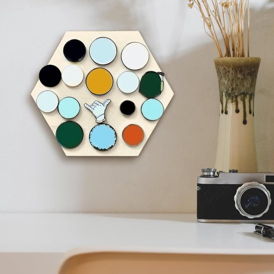 Golfbal Display - Golf Marker Houder - Golf Collectie Tonen - Zeshoekige Houten Behuizing - 16 Golfballen - Natuurlijk Hout — afbeelding 3