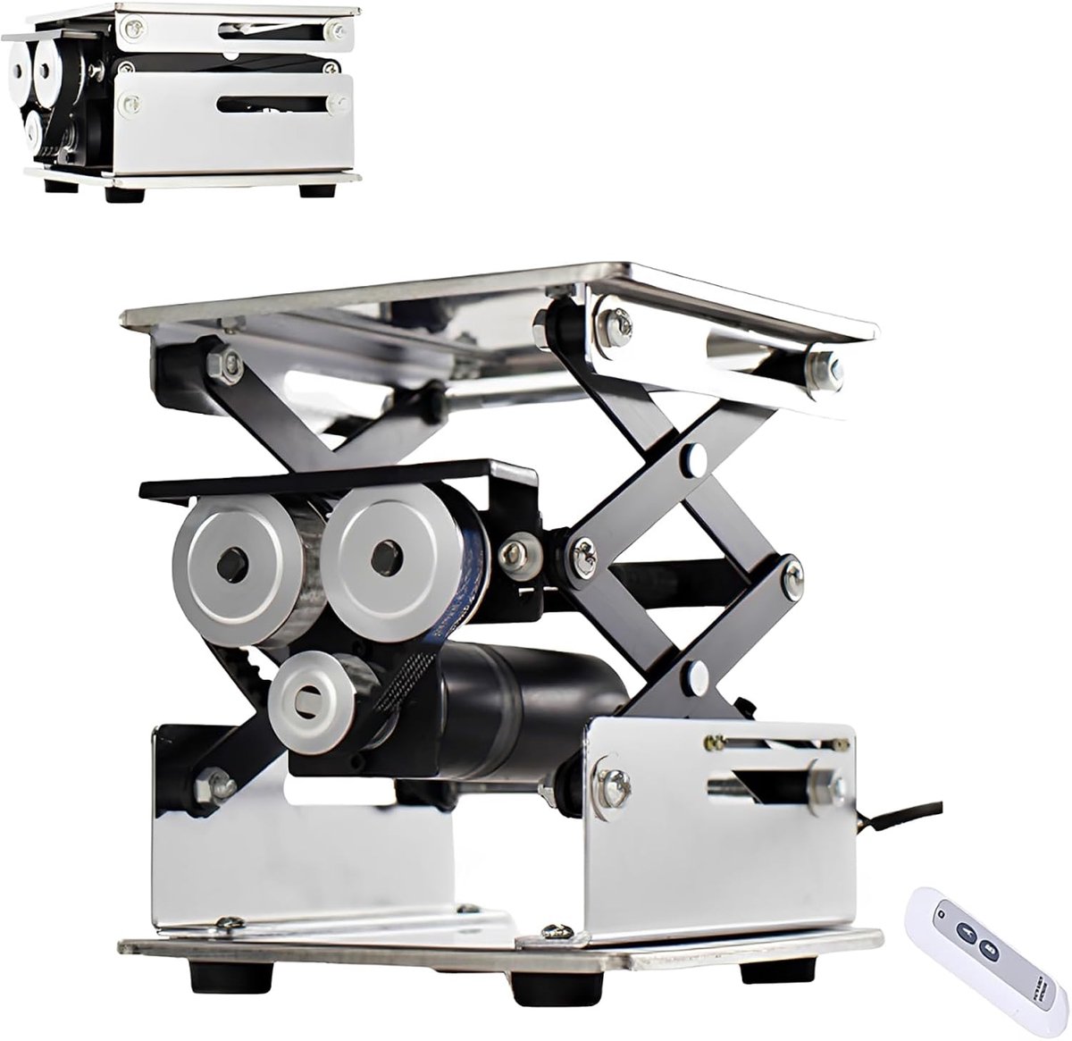 Elektrisch Hefplatform - Schaarlift Tafel - Precisie Positionering - Afstandsbediening Bediening - 20 x 20 cm - Zilver