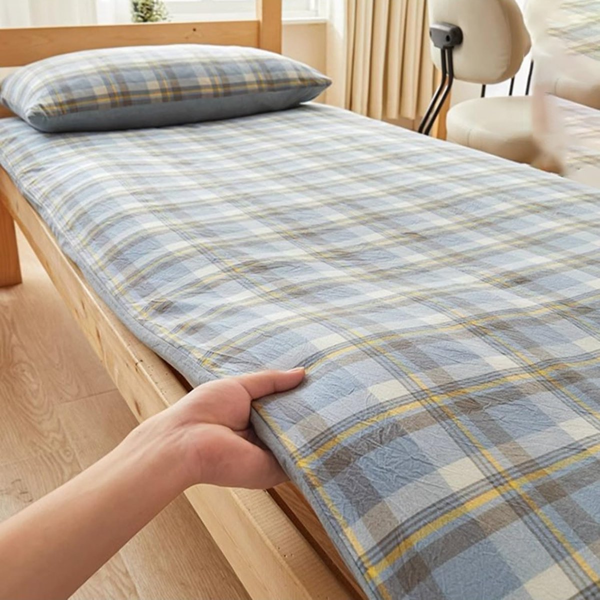Oprolbare Futonmatras - Japanse Vloermatras Gastenbed - Comfortabel Slapen - Ruimtebesparend en Draagbaar - 120 x 200 cm - Blauw-grijs