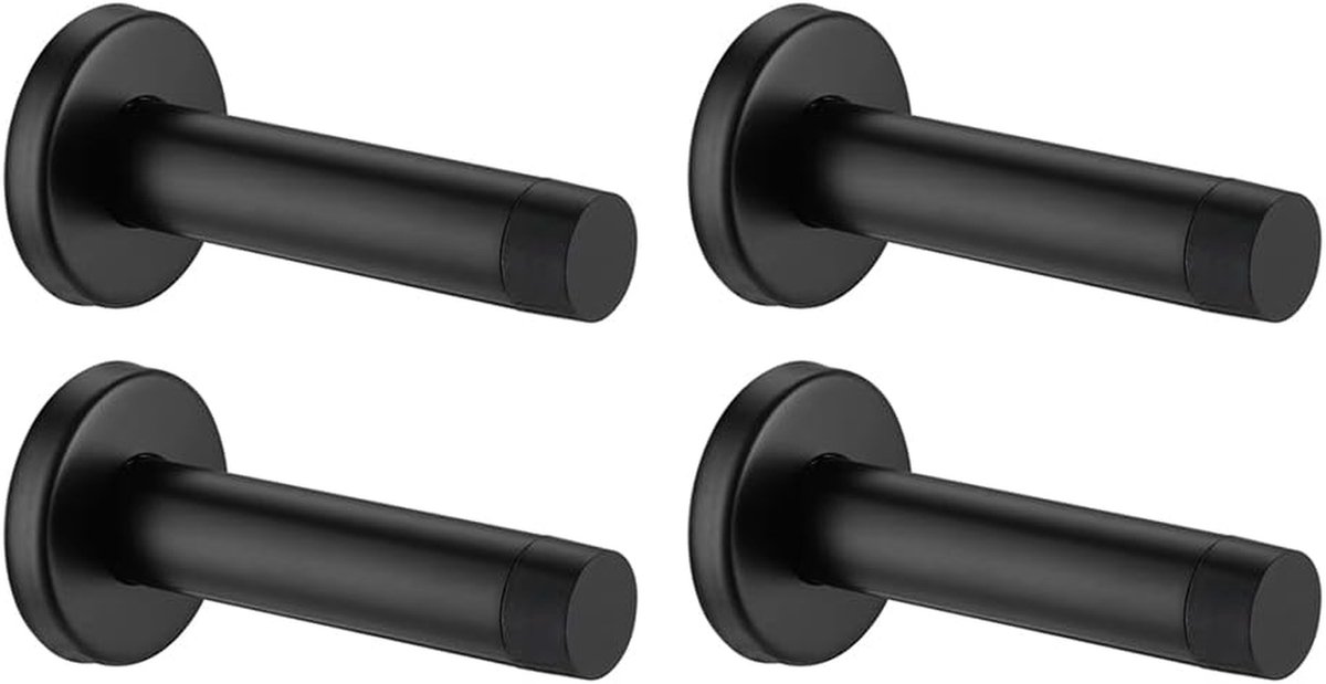 Deurstopper - Deur buffer - Muren beschermen - Geluiddempende bumper - 4 stuks - Mat zwart