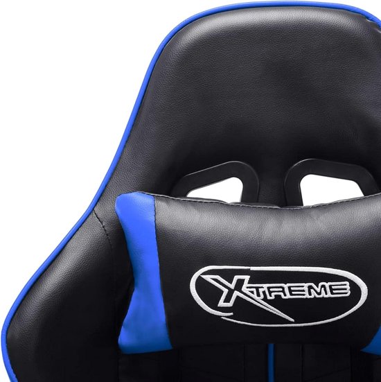 Gamingstoel - Bureaustoel computerstoel - Comfortabel gamen - Hoge rugleuning - Senza poggiapiedi - Zwart en blauw — afbeelding 2