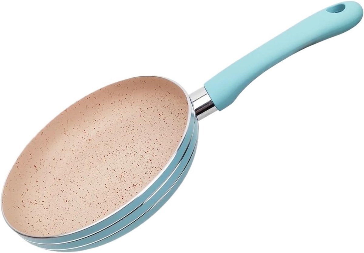 Mini Koekenpan - Eierpan Ontbijtpan - Ontbijt Bakken - Antiaanbaklaag - 16.4 cm Diameter - Blauw