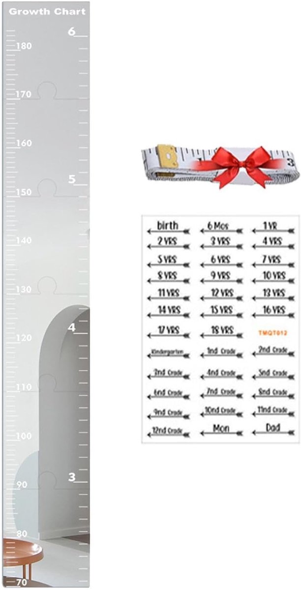 Groeimeter Spiegel - Hoogtemeter Kinderen - Kinderen Volgen - Met Hoogte Stickers - 333 x