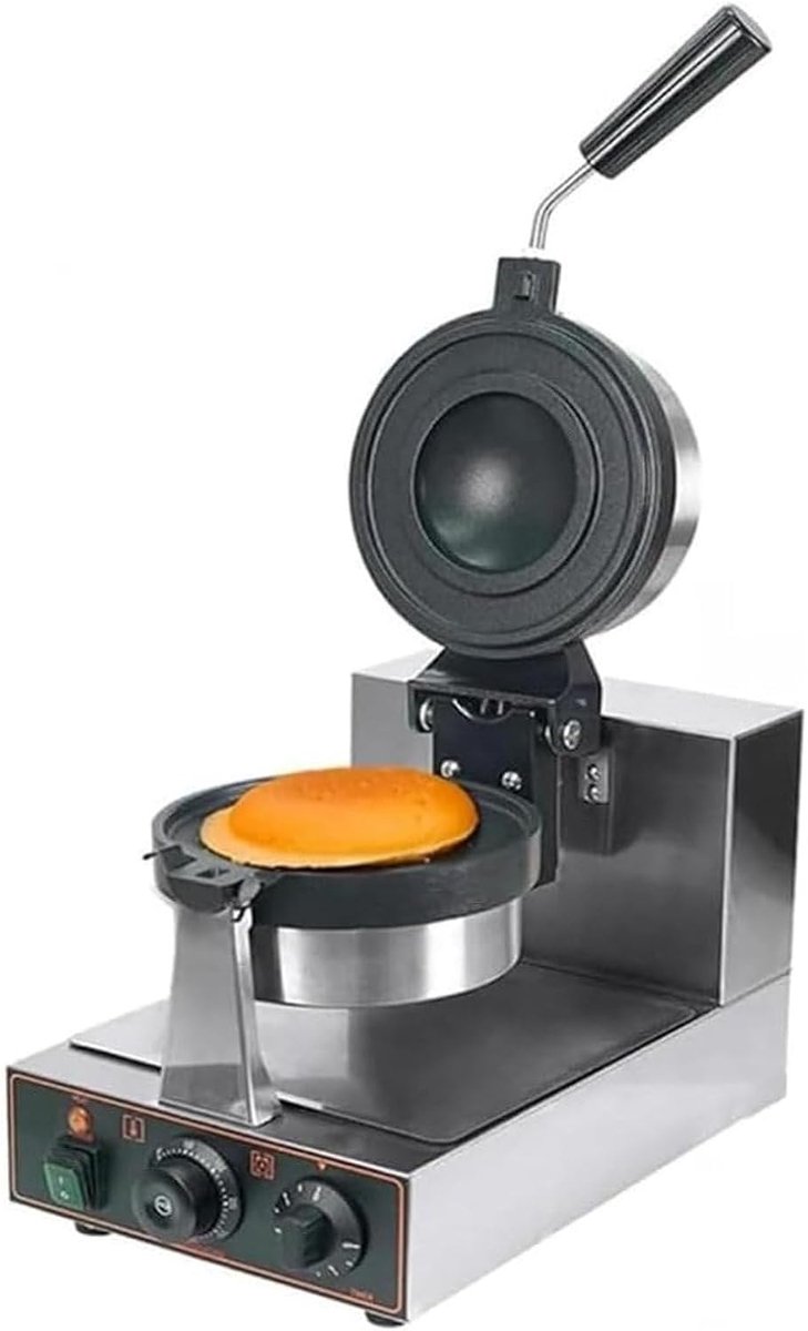 Burger Wafelijzer - Hamburger Maker - Snacks Maken - Dubbelzijdig Verwarmen - 10 cm - Zilver