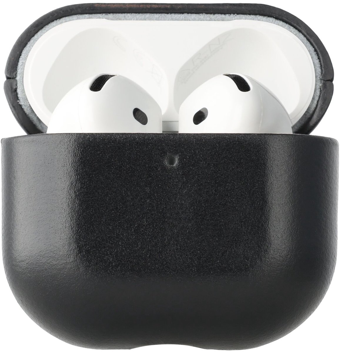 Rosso Deluxe Case Geschikt voor AirPods 4 - Case Echt Leer - Echt Leren Beschermhoes Zwart