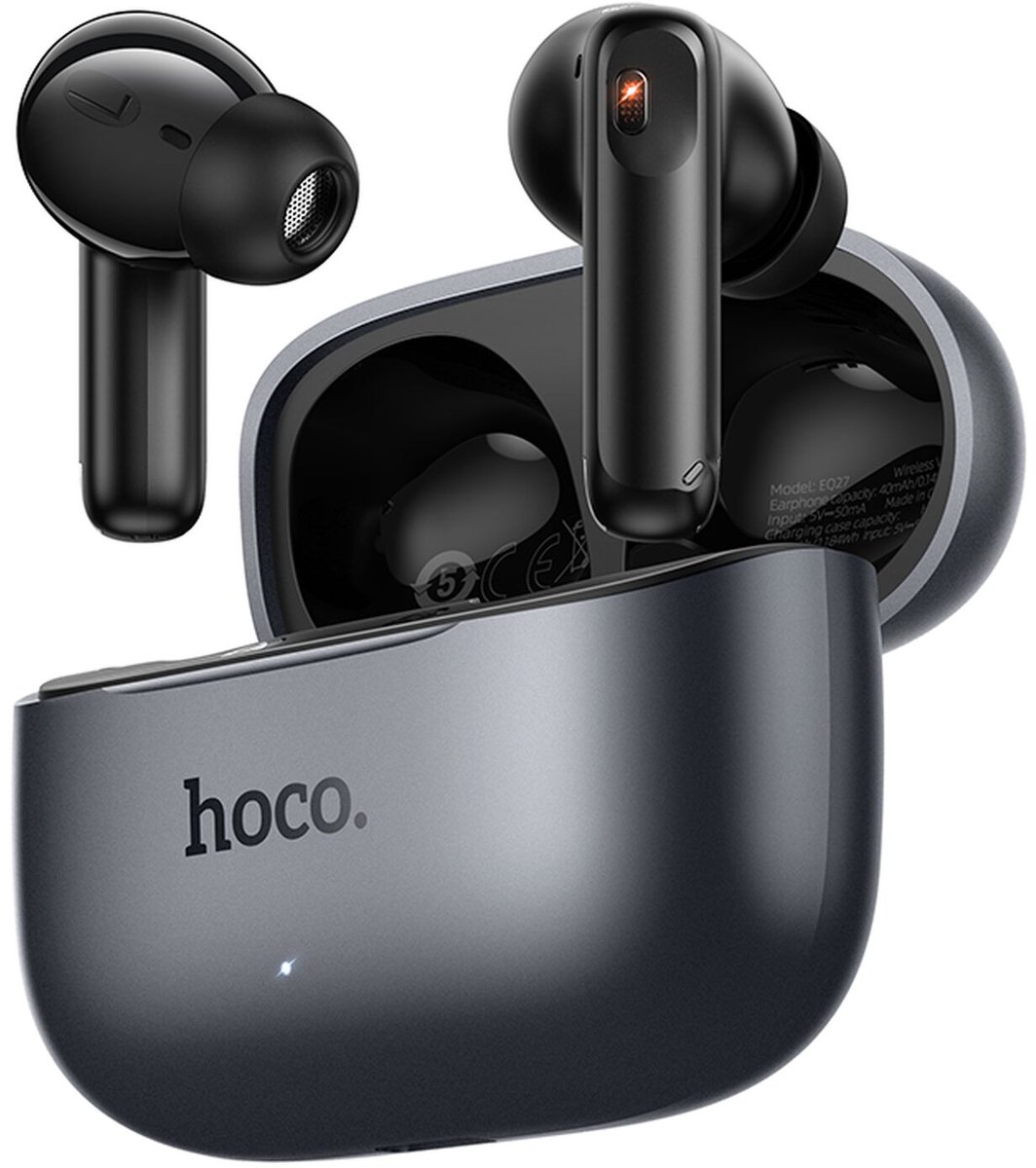 Hoco Draadloze Oordopjes - Noise Cancelling - AI Vertaling Functie - vertaal oortjes - 124 talen - Bluetooth 5.4 - Zwart