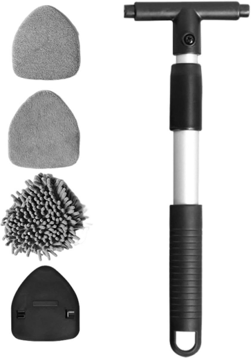 Ruitenreiniger Tool - Glasreiniger Auto - Voorruit Schoonmaken - Uitschuifbare Dubbele Borstel - 27 cm - Driehoek
