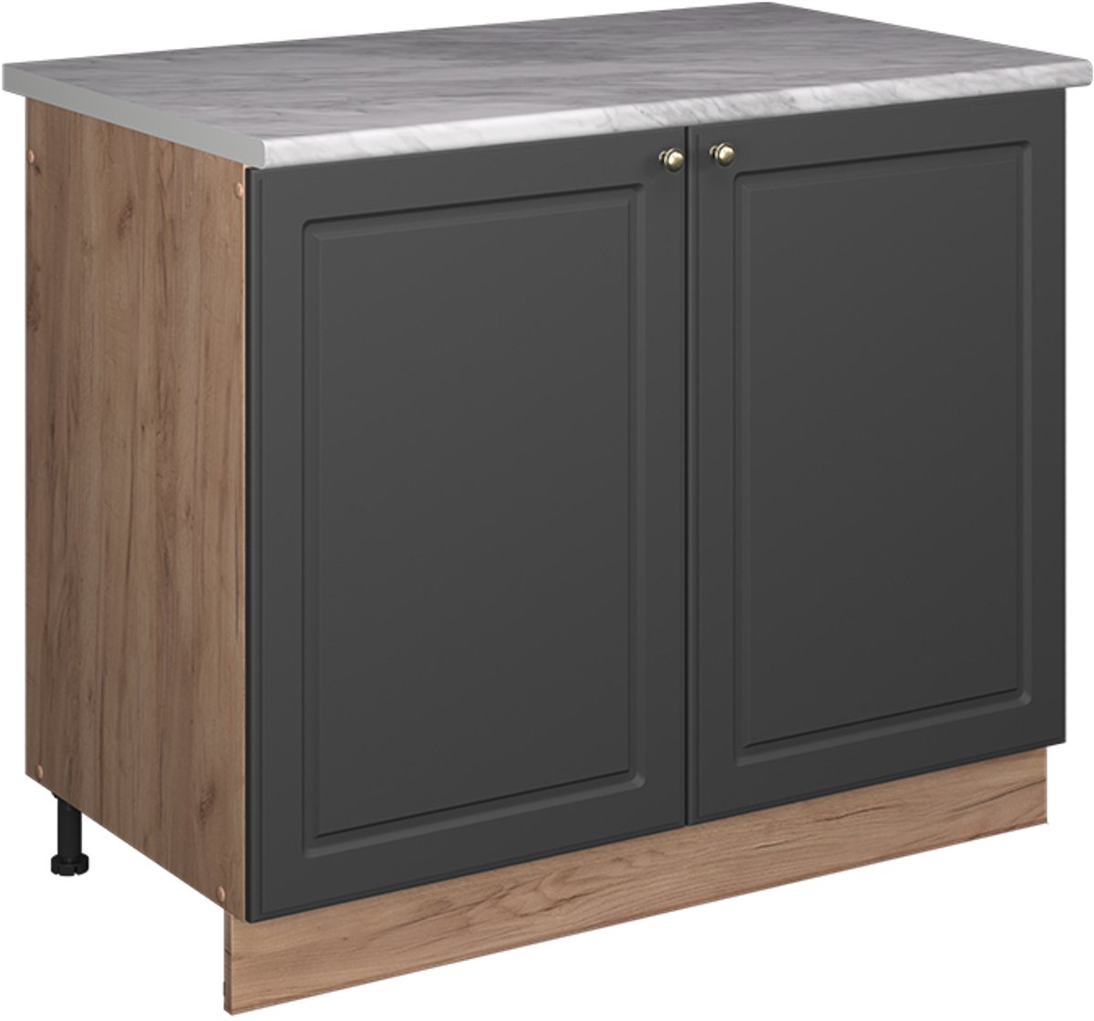 Vicco Wastafelkast Fame-Line, Anthrazit-Gold Landhaus/Goudkleurig Eiken, 100 cm, WB Marmer