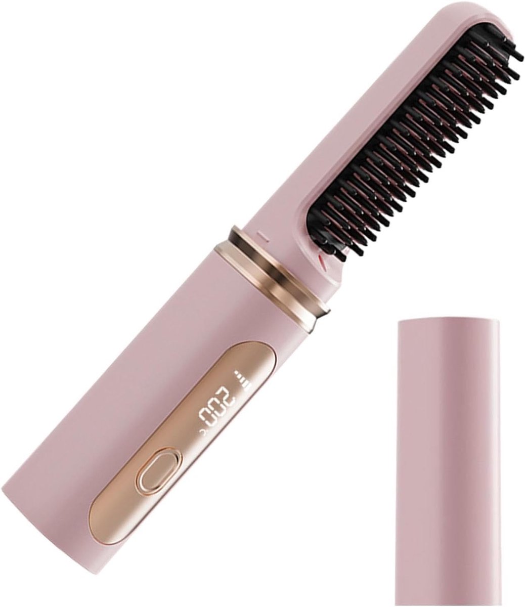 Haar Stijltang Borstel - Krultang Styler - Dagelijks Haar Stylen - Draadloos USB Oplaadbaar - 21.8 x 9.7 cm - Zwart