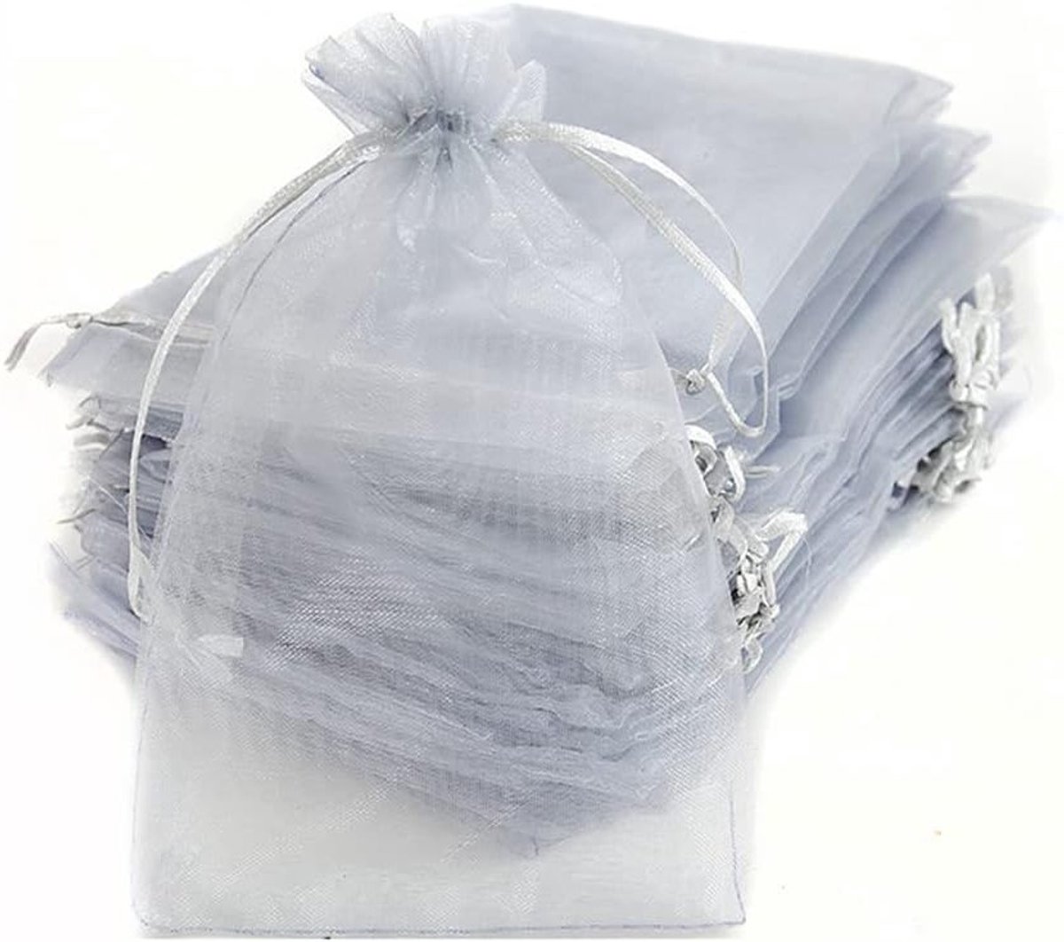 30 Stuks Organza Tassen voor Cadeaus, Trouwen, Feestjes - 7 x 9 cm Grijs, Perfect voor Snoep en Sieraden