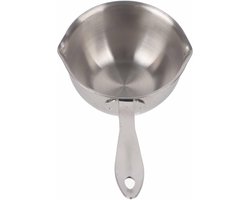 Compacte Melkverwarmer van Roestvrij Staal, Mini Sauspan met Lange Hittebestendige Handgreep, Ideaal voor Inductie, Elektrisch en Gasgebruik (150ml)