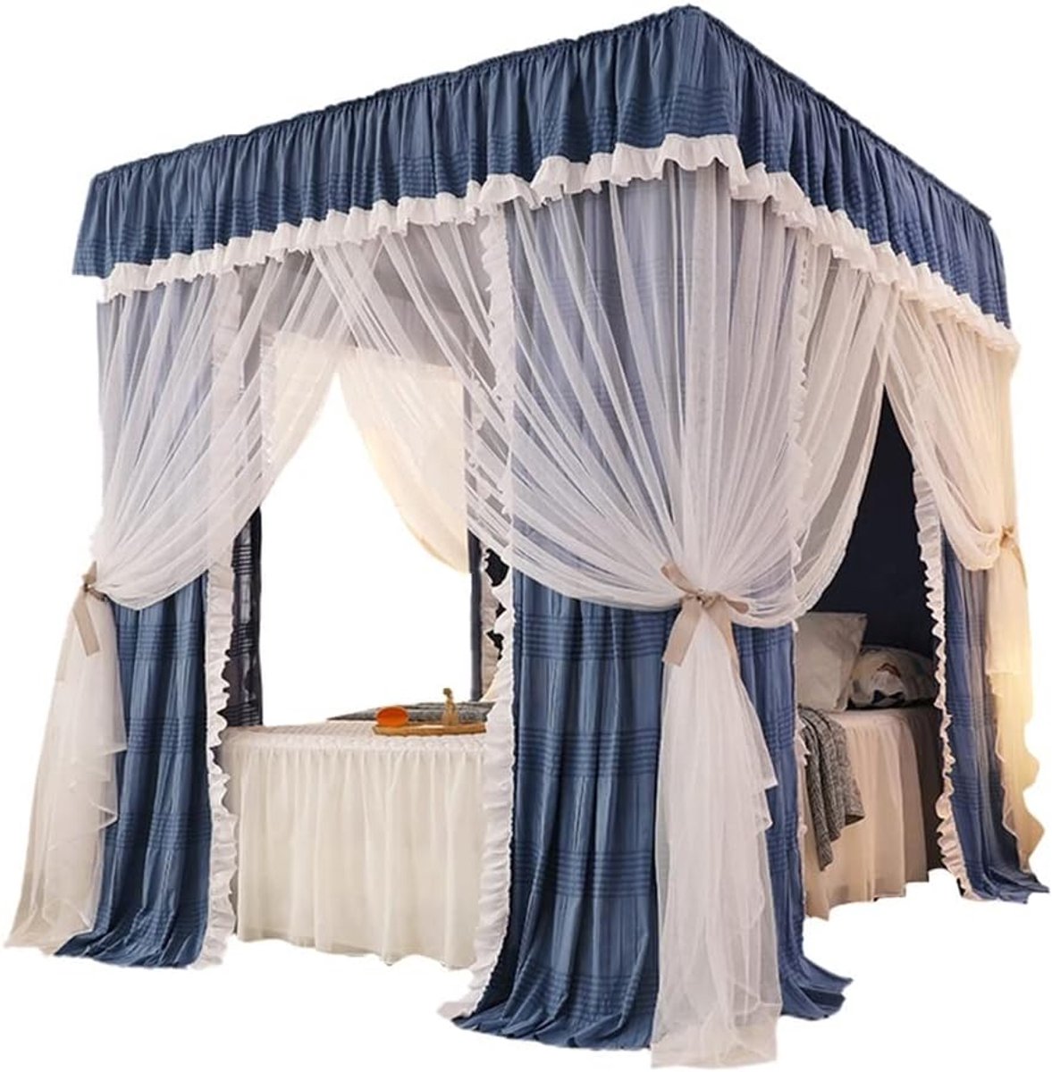 Bedhemel Klamboe - Bedgordijn Gaas - Slaapkamer Decoratie - 360 Graden Insectenwering - 1.8 x 2.2 x 2 m