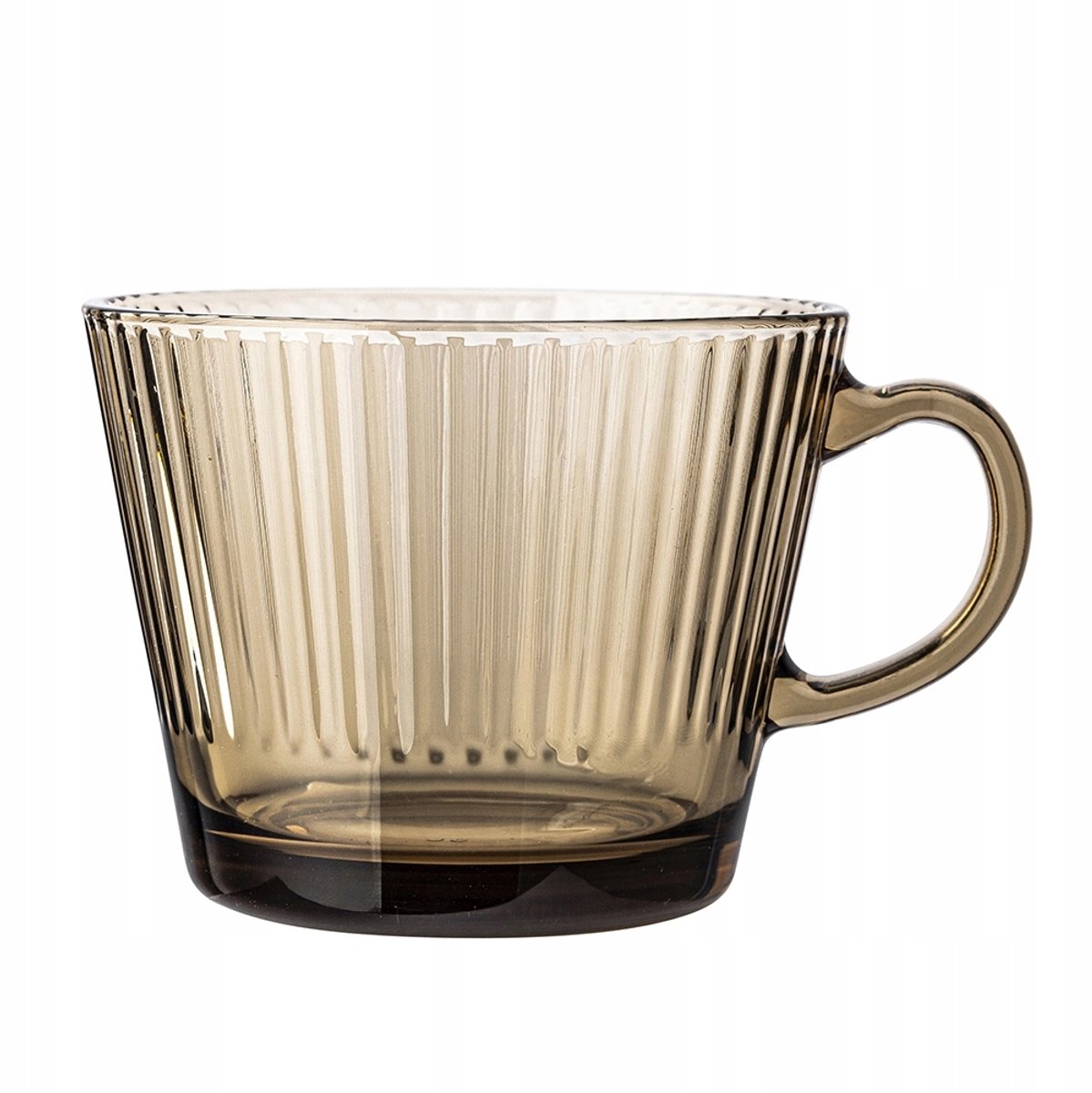 Altom Selena Serie - Amberkleurige Geribbelde Glazen Mok - 410ml - Decoratief - Vaatwasser- en Magnetronbestendig