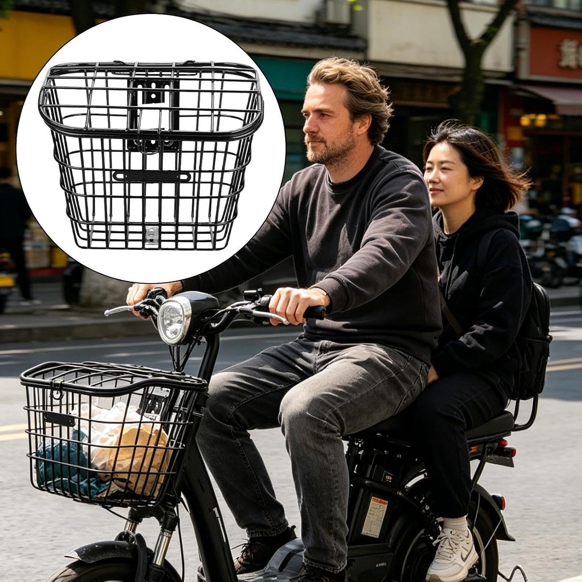 Fietsmand Voor - Opbergrek Fiets - Woon-werkverkeer - Verstevigd Metalen Frame - 34 x 27 x 27 cm - Zwart