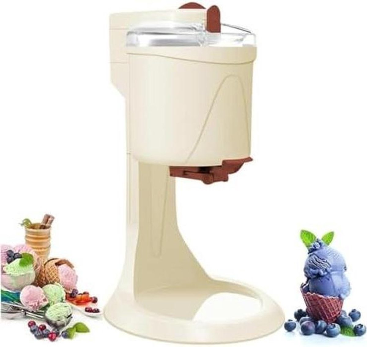 Elektrische Ijsmachine - IJsmaker Yoghurtmaker - Zelf Desserts Maken - Snel Invriezen 10 Minuten - 1 Liter - Wit