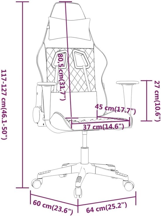 Gaming stoel - Comfortabele stoel - Ontspannen zitten - Verstelbare rugleuning - 60 x 64 x 127 cm — afbeelding 5