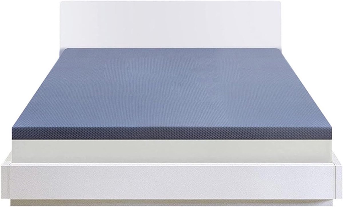 Memory Foam Topper - Matras Overlay Gel - Comfortabel Slapen - Gel Infusie Ventilatie - 120x200cm - Grijs