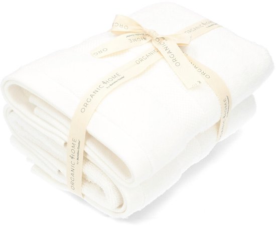 Set van 2 Organic Home badhanddoeken 50 x 100 cm – Pearl White