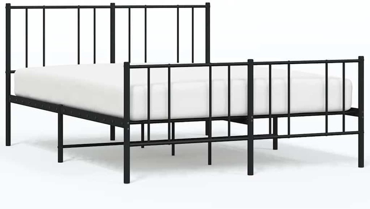 Metalen bedframe - Logeerbed frame - Slaapkamer inrichting - Geïntegreerde opbergruimte - 120 x 200 cm - Zwart