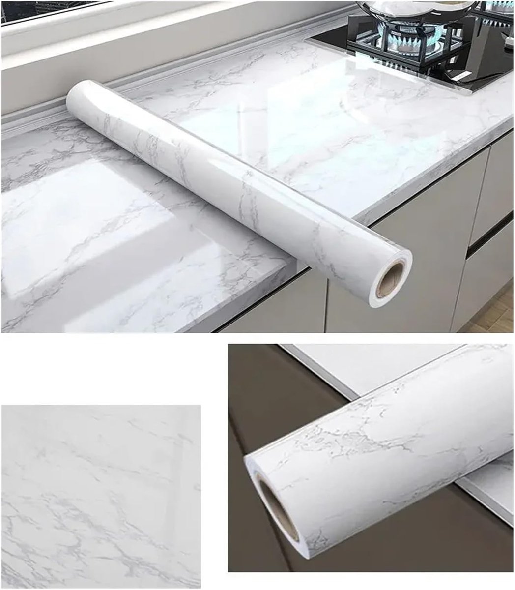 Contactpapier - Keukenfolie Behang - Keuken Beschermen - Oliebestendig Waterdicht - 20 Meter - Marmerlook