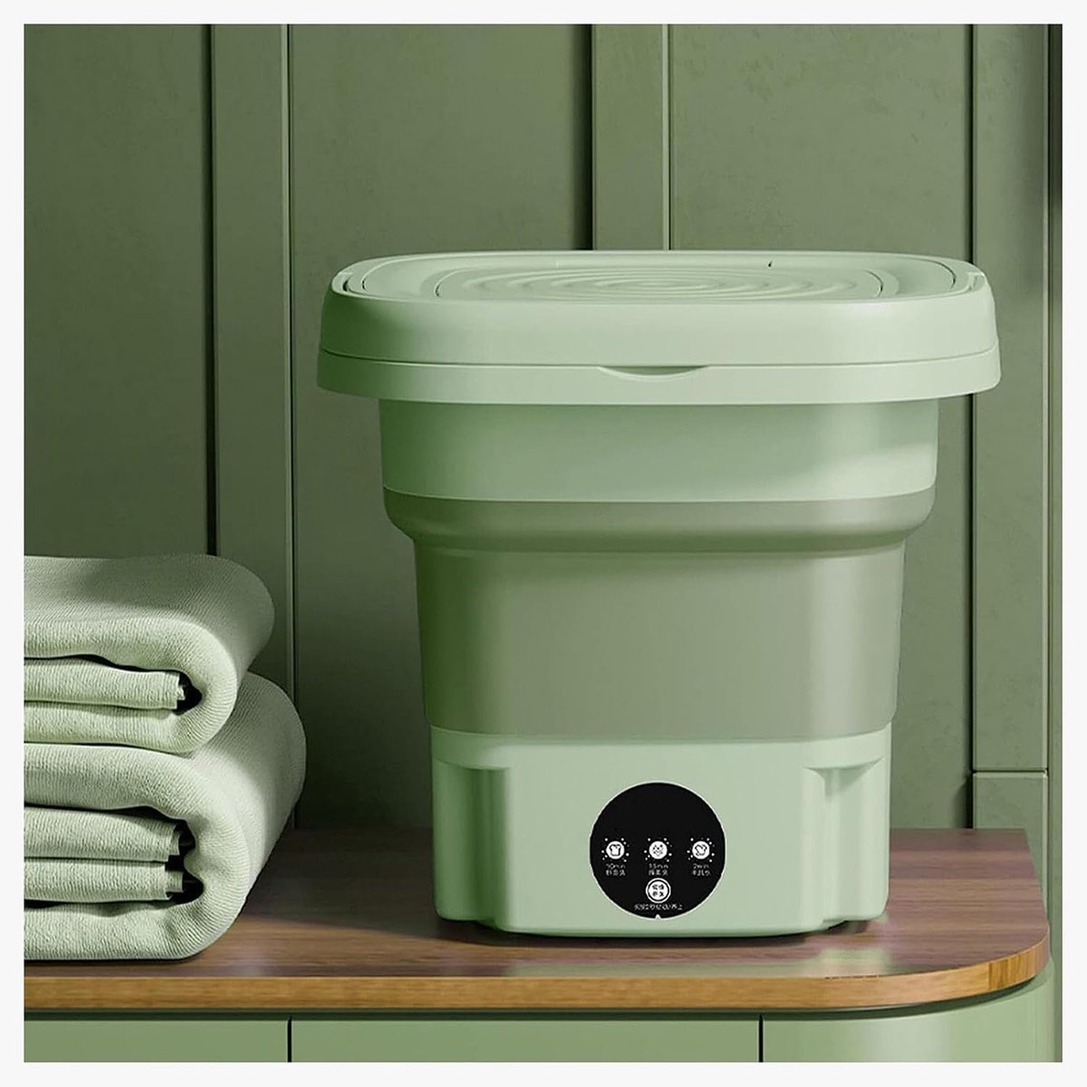 Draagbare Wasmachine Mini Wasmachine Opvouwbaar Persoonlijk Wassen Blu-Ray Desinfectie 8L Capaciteit Groen
