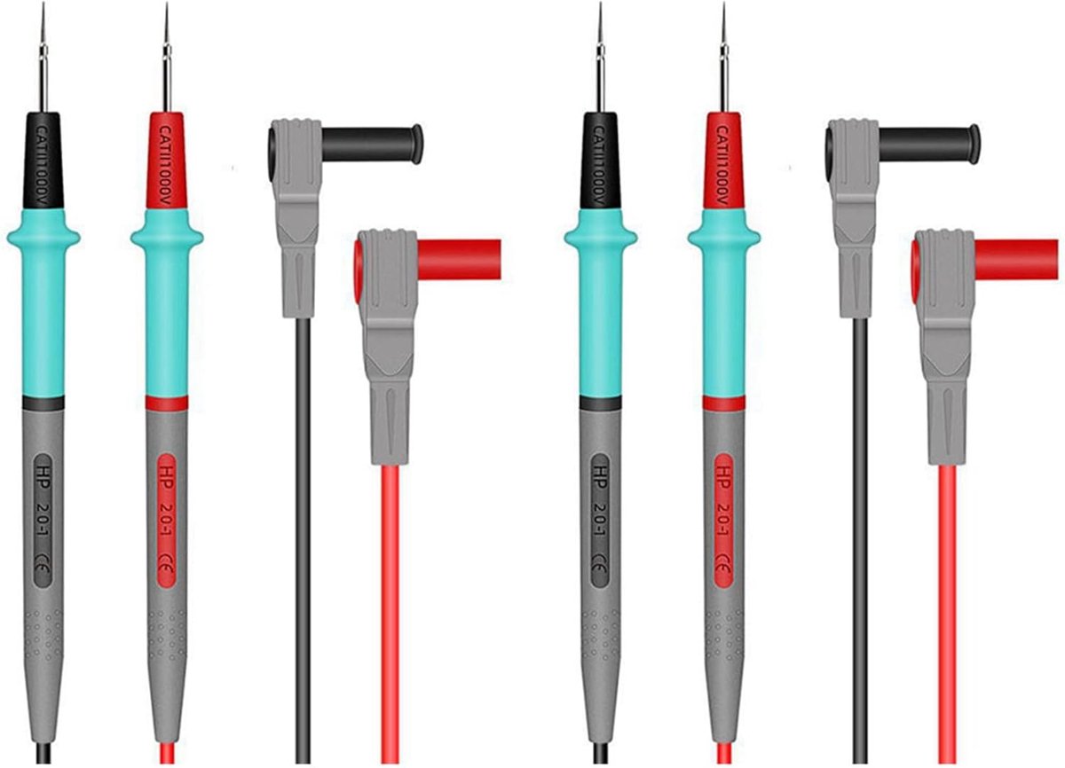 Multimeter Meetsnoeren - Testkabels Set - Componenten Testen - Scherpe Naaldpunten - 90 cm Lengte - Meerdere Kleuren