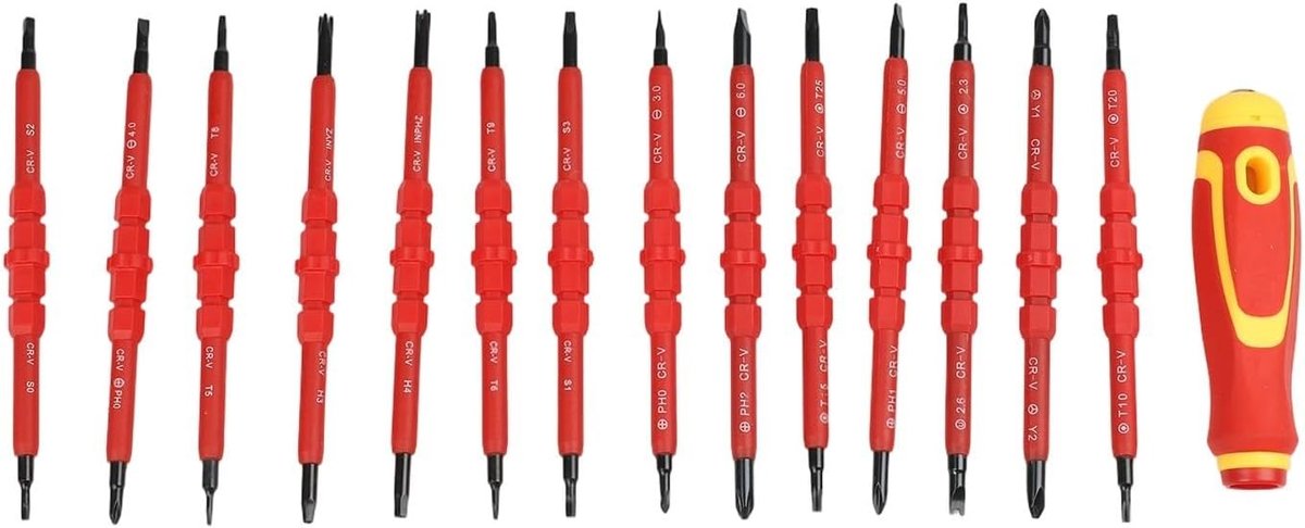 Geïsoleerde Schroevendraaier Set - Elektricien Gereedschap - Veilig Elektrisch Werk - 1000V Bescherming - 28 Delig - Rood
