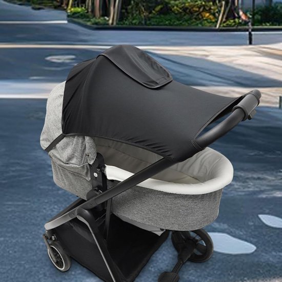 Kinderwagen Zonnescherm - Zonnedoek Kinderwagen - Zonnedoek buggy - Zonnedoek Wandelwagen - Zonnekap - Zonnedoek - Met kijkvenster - Buggy accessoire - Waterdichte, UV-werende - Parasol - voor kinderwagen - zwart van Merkloos — afbeelding 3