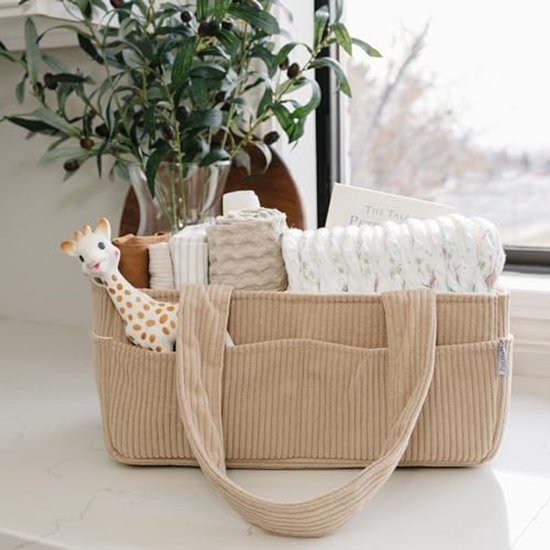 Organizer voor luiers en babyspullen voor op de commode - Stijlvolle opbergmand voor de baby, onmisbaar voor pasgeborenen, perfect als kraamcadeau of voor op de geboortelijst, geschikt voor jongens en meisjes — afbeelding 4