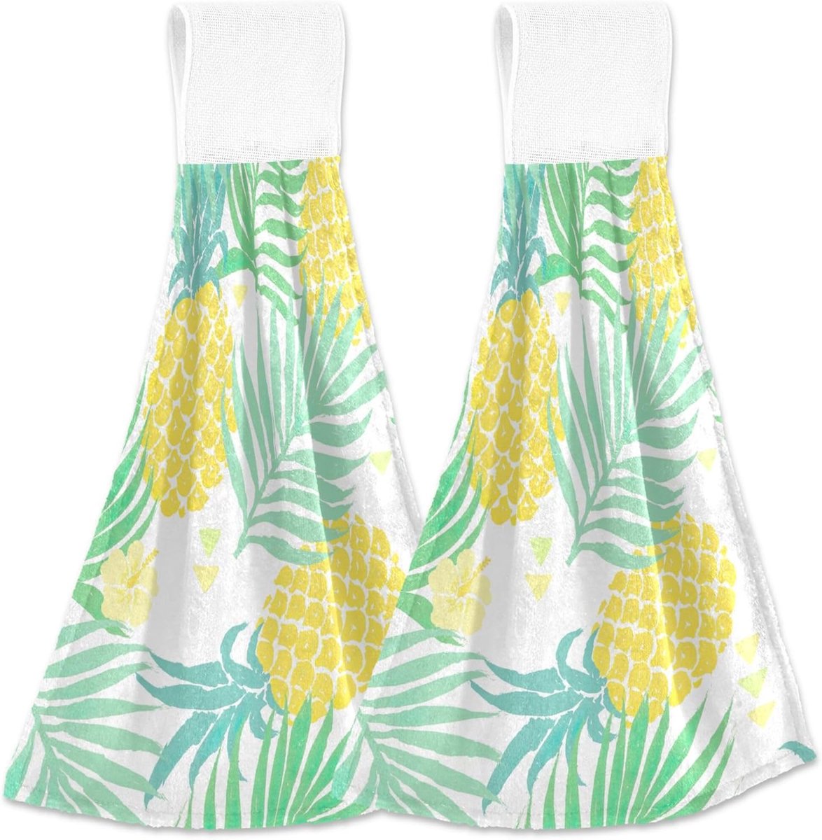 Keukenhanddoeken Set - Theedoeken - Keukenwerk - Met Ophanglus - 40 x 35 cm - Ananas Groen