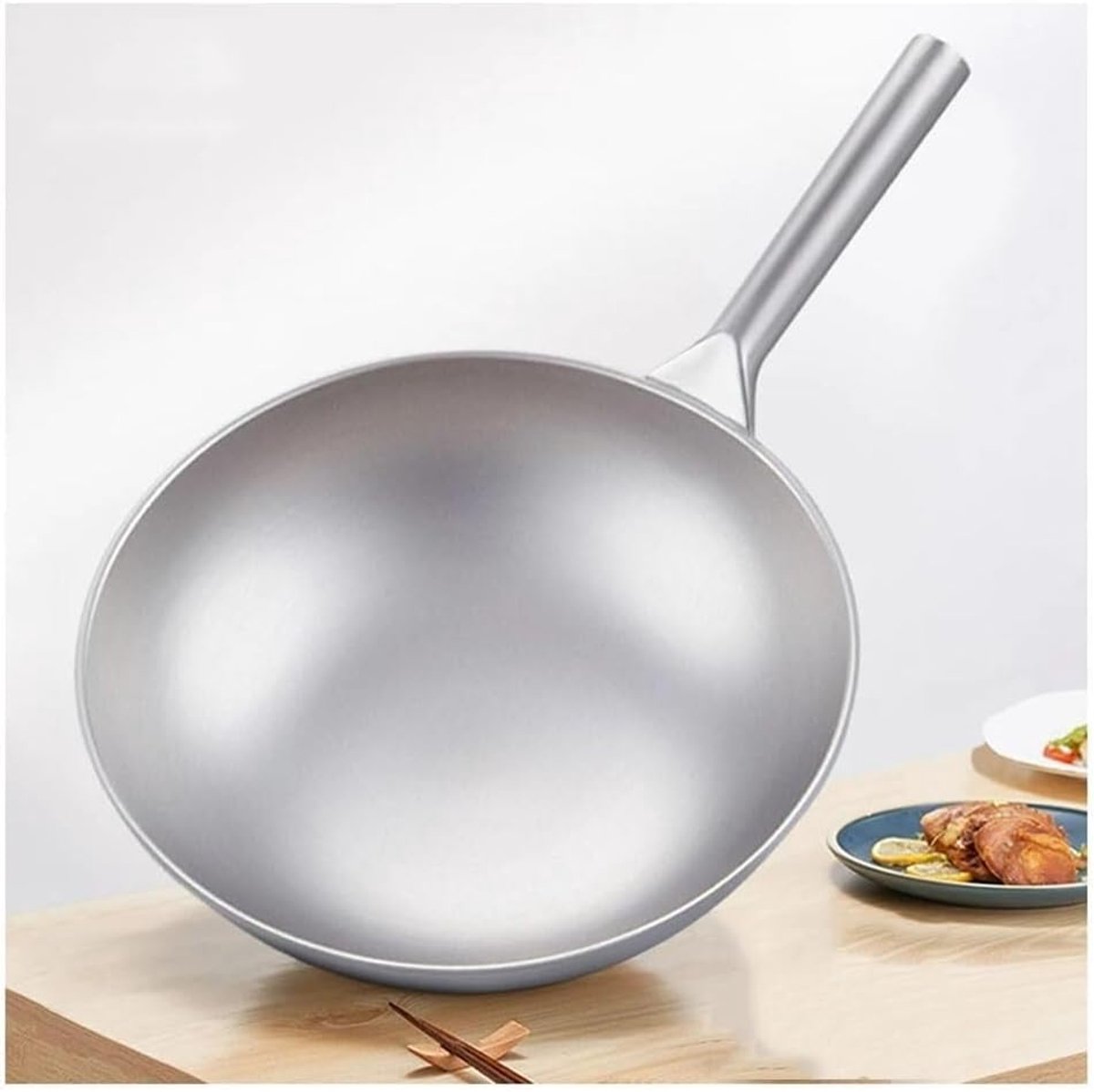 Titanium Wok - Koekenpan - Koken - Snel warm - 36 cm - Zilverkleurig