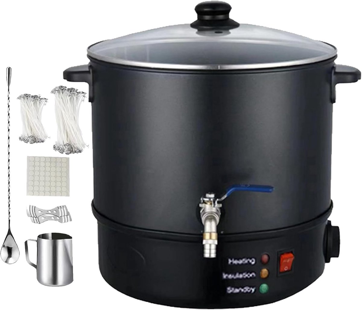 Elektrische Was Smelter - Wax Pot - Kaarsen Maken - Precisie Temperatuurregeling - 10L Capaciteit - Zilver