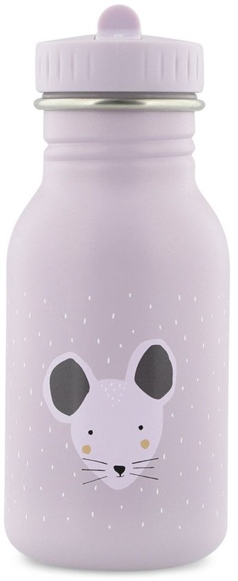 Lichtpaarse waterfles met witte stippen en een schattige muizenprint.