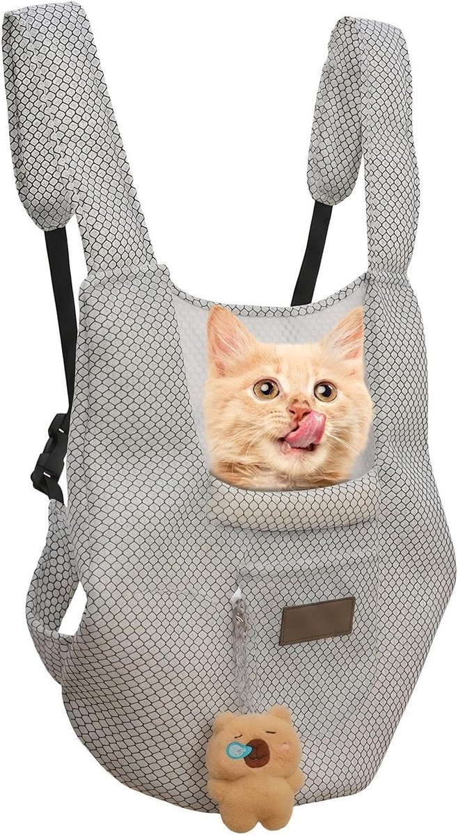 Huisdier Reistas - Draagtas Hond Kat - Outdoor Avonturen - Verstelbare Schouderbanden - 20x15x8 cm - Grijs