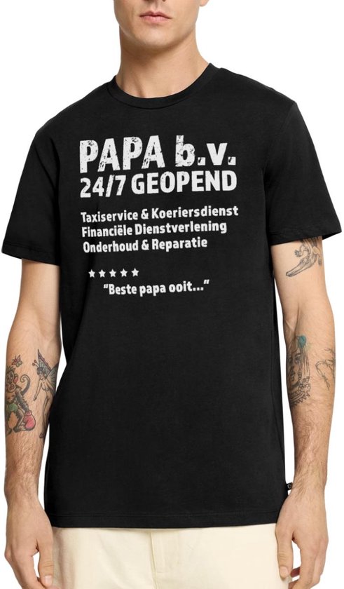 Papa B.V. 24/7 Geopend | Grappig Vaderdag Cadeau Premium T Shirt Heren