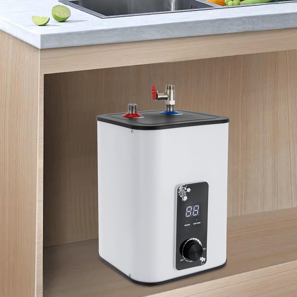 Doorstroomboiler Keuken - Elektrische Boiler Snel - Direct Warm Water - Ruimtebesparend Ontwerp - 8 Liter - Wit