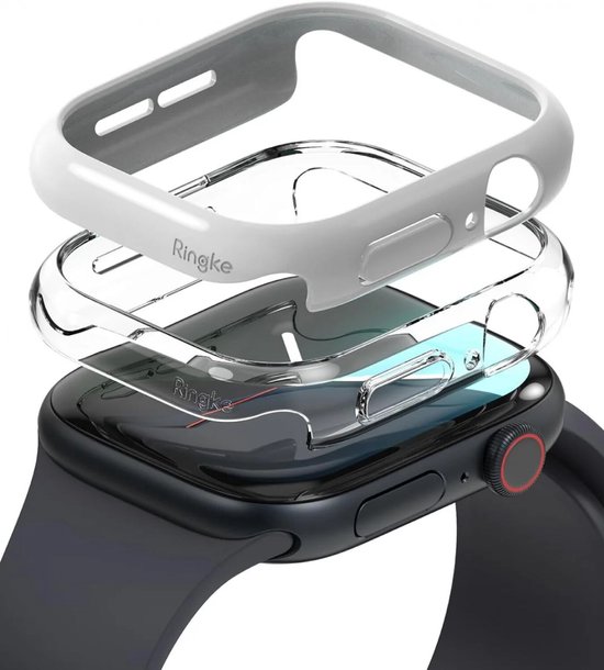 Ringke Slim Hoesje (2-Pack) Geschikt voor Apple Watch 11/10 series 46MM - Bumper Case - Lichtgewicht - Transparant & Licht Grijs