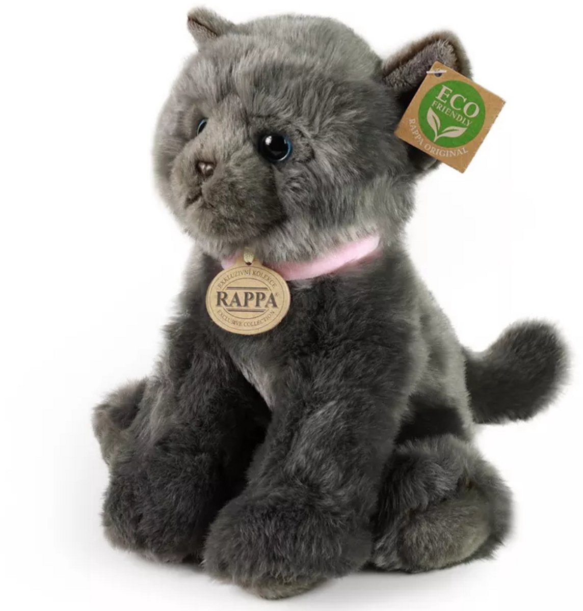 Pluche kat grijs 25 cm ECO-VRIENDELIJK