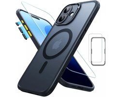 ESR Classic Pro HaloLock Hoesje + Tempered Glass Geschikt voor Apple iPhone 16 Plus | Back Cover Compatibel met MagSafe met Screen Protector | Camera Bescherming | Frosted Zwart