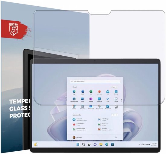 Tempered glass screenprotector op een Microsoft Surface Pro.