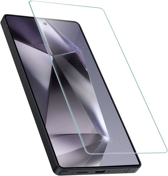 Transparante screenprotector geplaatst op een smartphone.