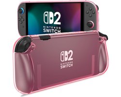 Hoesje Geschikt voor Nintendo Switch 2 - TPU Back Cover Case - Flexibel en Schokbestendig Materiaal - Ergonomisch Ontwerp - Transparant Roze