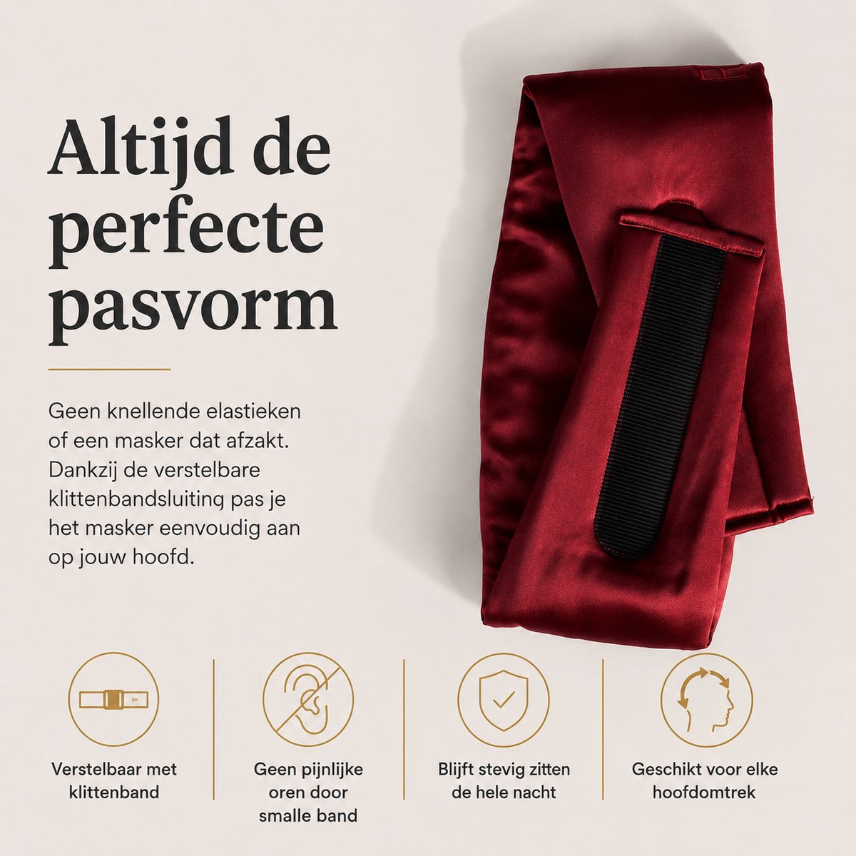 Ryce® Zijden Slaapmasker - Oogmasker - Vrouwen & Mannen - Full Cover - Cadeau - Rood — afbeelding 3