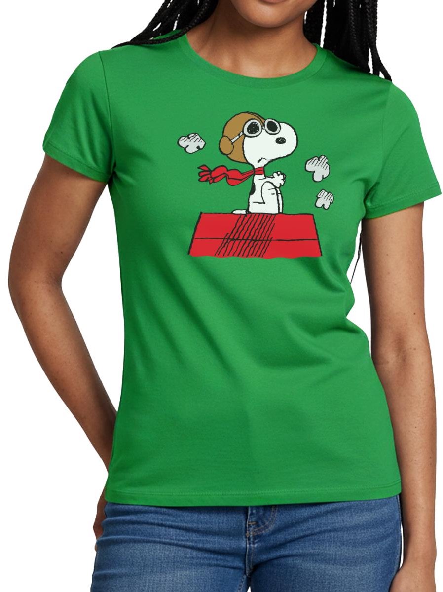 Peanuts Snoopy Piloot Vliegen T-Shirt Dames