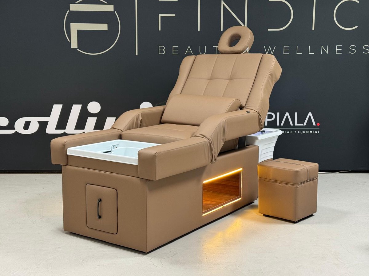 Collini YUMI Japanse Headspa Behandelbank | Luxe Elektrisch Verstelbare HeadSpa met Stomer & Voetenbad